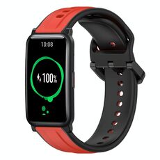 For Honor Watch ES 20mm Convex Loop Cinturino in silicone bicolore (rosso + nero)