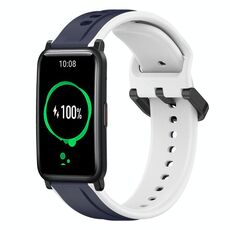 For Honor Watch ES 20mm Convex Loop Cinturino in silicone bicolore (blu notte + bianco)