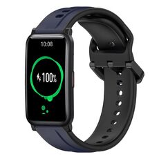 For Honor Watch ES 20mm Convex Loop Cinturino in silicone bicolore (blu notte + nero)