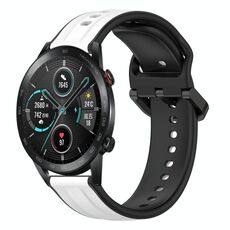 Per Honor MagicWatch2 42mm 20mm Convex Loop Cinturino in silicone bicolore (bianco + nero)