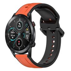 Per Honor MagicWatch2 42mm 20mm Convex Loop Cinturino in silicone bicolore (arancione + nero)