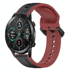 Per Honor MagicWatch2 42mm 20mm Convex Loop Cinturino in silicone bicolore (nero + rosso)