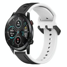 Per Honor MagicWatch2 42mm 20mm Convex Loop Cinturino in silicone bicolore (nero + bianco)