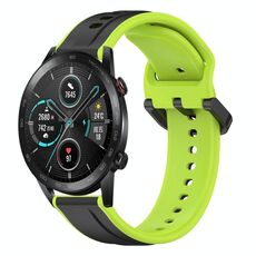 Per Honor MagicWatch2 42mm 20mm Convex Loop Cinturino in silicone bicolore (nero + lime)