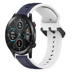 Per Honor MagicWatch2 42mm 20mm Convex Loop Cinturino in silicone bicolore (blu notte + bianco)