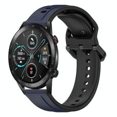 Per Honor MagicWatch2 42mm 20mm Convex Loop Cinturino in silicone bicolore (blu notte + nero)