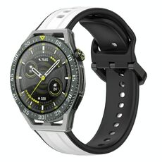 Per Huawei Watch GT3 SE 22mm Convex Loop Cinturino in silicone bicolore (bianco + nero)