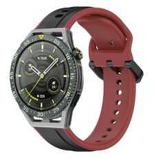 Per Huawei Watch GT3 SE 22mm Convex Loop Cinturino in silicone bicolore (nero + rosso)