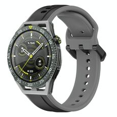 Per Huawei Watch GT3 SE 22mm Convex Loop Cinturino in silicone bicolore (nero + grigio)