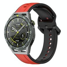 Per Huawei Watch GT3 SE 22mm Convex Loop Cinturino in silicone bicolore (rosso + nero)