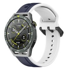 Per Huawei Watch GT3 SE 22mm Convex Loop Cinturino in silicone bicolore (blu notte + bianco)