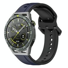 Per Huawei Watch GT3 SE 22mm Convex Loop Cinturino in silicone bicolore (blu notte + nero)