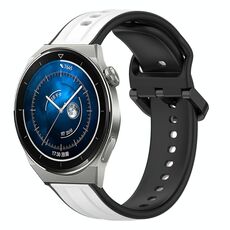 Per Huawei Watch GT3 Pro 46mm 22mm Convex Loop Cinturino in silicone bicolore (bianco + nero)
