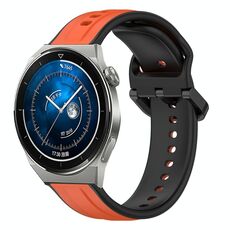 Per Huawei Watch GT3 Pro 46mm 22mm Convex Loop Cinturino in silicone bicolore (arancione + nero)