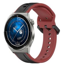 Per Huawei Watch GT3 Pro 46mm 22mm Convex Loop Cinturino in silicone bicolore (nero + rosso)