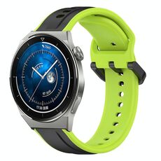 Per Huawei Watch GT3 Pro 46mm 22mm Convex Loop Cinturino in silicone bicolore (nero + lime)