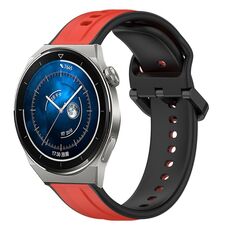 Per Huawei Watch GT3 Pro 46mm 22mm Convex Loop Cinturino in silicone bicolore (rosso + nero)