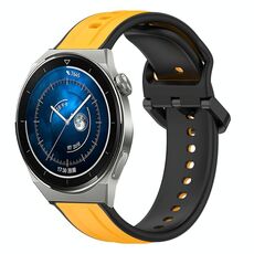 Per Huawei Watch GT3 Pro 46mm 22mm Convex Loop Cinturino in silicone bicolore (giallo + nero)