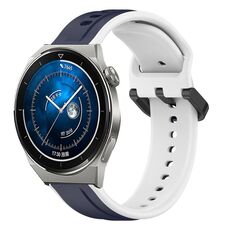 Per Huawei Watch GT3 Pro 46mm 22mm Convex Loop Cinturino in silicone bicolore (blu notte + bianco)