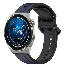 Per Huawei Watch GT3 Pro 46mm 22mm Convex Loop Cinturino in silicone bicolore (blu notte + nero)