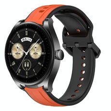 Per Huawei Watch Buds 22mm Convex Loop Cinturino in silicone bicolore (arancione + nero)