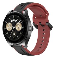 Per Huawei Watch Buds 22mm Convex Loop Cinturino in silicone bicolore (nero + rosso)