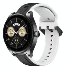 Per Huawei Watch Buds 22mm Convex Loop Cinturino in silicone bicolore (nero + bianco)