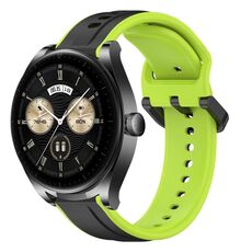 Per Huawei Watch Buds 22mm Convex Loop Cinturino in silicone bicolore (nero + lime)