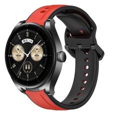 Per Huawei Watch Buds 22mm Convex Loop Cinturino in silicone bicolore (rosso + nero)