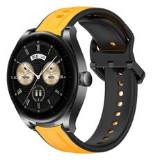 Per Huawei Watch Buds 22mm Convex Loop Cinturino in silicone bicolore (giallo + nero)
