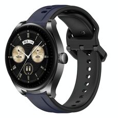 Per Huawei Watch Buds 22mm Convex Loop Cinturino in silicone bicolore (blu notte + nero)