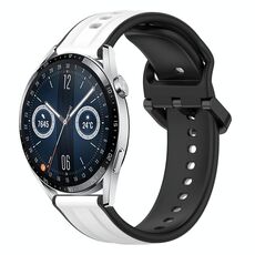 Per Huawei Watch GT3 46mm 22mm Convex Loop Cinturino in silicone bicolore (bianco + nero)