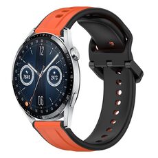 Per Huawei Watch GT3 46mm 22mm Convex Loop Cinturino in silicone bicolore (arancione + nero)