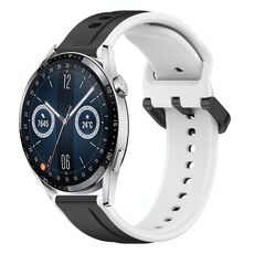 Per Huawei Watch GT3 46mm 22mm Convex Loop Cinturino in silicone bicolore (nero + bianco)