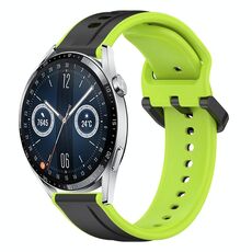 Per Huawei Watch GT3 46mm 22mm Convex Loop Cinturino in silicone bicolore (nero + lime)