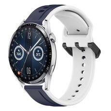 Per Huawei Watch GT3 46mm 22mm Convex Loop Cinturino in silicone bicolore (blu notte + bianco)