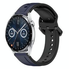 Per Huawei Watch GT3 46mm 22mm Convex Loop Cinturino in silicone bicolore (blu notte + nero)