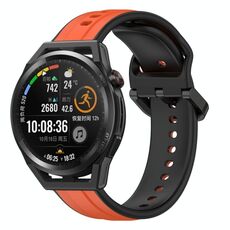 Per Huawei Watch GT Runner 22mm Convex Loop Cinturino in silicone bicolore (arancione + nero)
