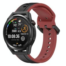 Per Huawei Watch GT Runner 22mm Convex Loop Cinturino in silicone bicolore (nero + rosso)