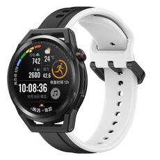 Per Huawei Watch GT Runner 22mm Convex Loop Cinturino in silicone bicolore (nero + bianco)
