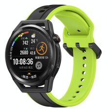Per Huawei Watch GT Runner 22mm Convex Loop Cinturino in silicone bicolore (nero + lime)