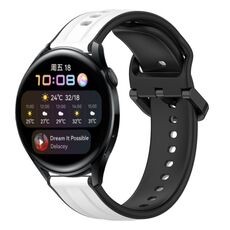 Per Huawei Watch 3 22mm Convex Loop Cinturino in silicone bicolore (bianco + nero)