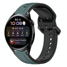 Per Huawei Watch 3 22mm Convex Loop Cinturino in silicone bicolore (verde oliva + nero)
