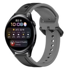 Per Huawei Watch 3 22mm Convex Loop Cinturino in silicone bicolore (nero + grigio)