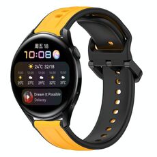 Per Huawei Watch 3 22mm Convex Loop Cinturino in silicone bicolore (giallo + nero)