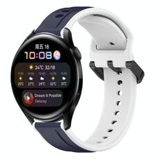 Per Huawei Watch 3 Cinturino in silicone bicolore con anello convesso da 22 mm (blu notte + bianco)