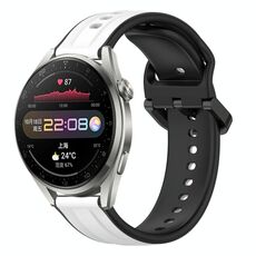 Per Huawei Watch 3 Pro 22mm Convex Loop Cinturino in silicone bicolore (bianco + nero)