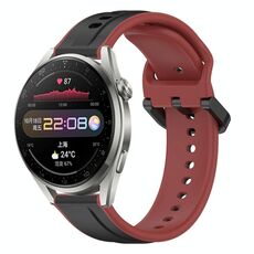 Per Huawei Watch 3 Pro 22mm Convex Loop Cinturino in silicone bicolore (nero + rosso)
