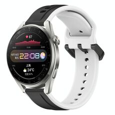 Per Huawei Watch 3 Pro 22mm Convex Loop Cinturino in silicone bicolore (nero + bianco)