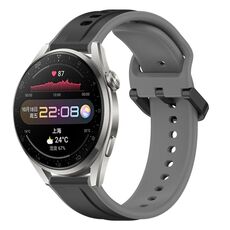 Per Huawei Watch 3 Pro 22mm Convex Loop Cinturino in silicone bicolore (nero + grigio)